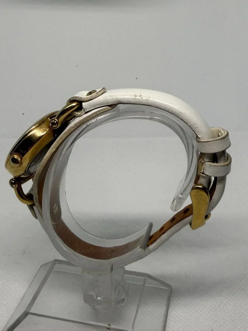 Fossil Georgia Women Gold-Tone Stainless Steel Watch White Leather Strap ES3266